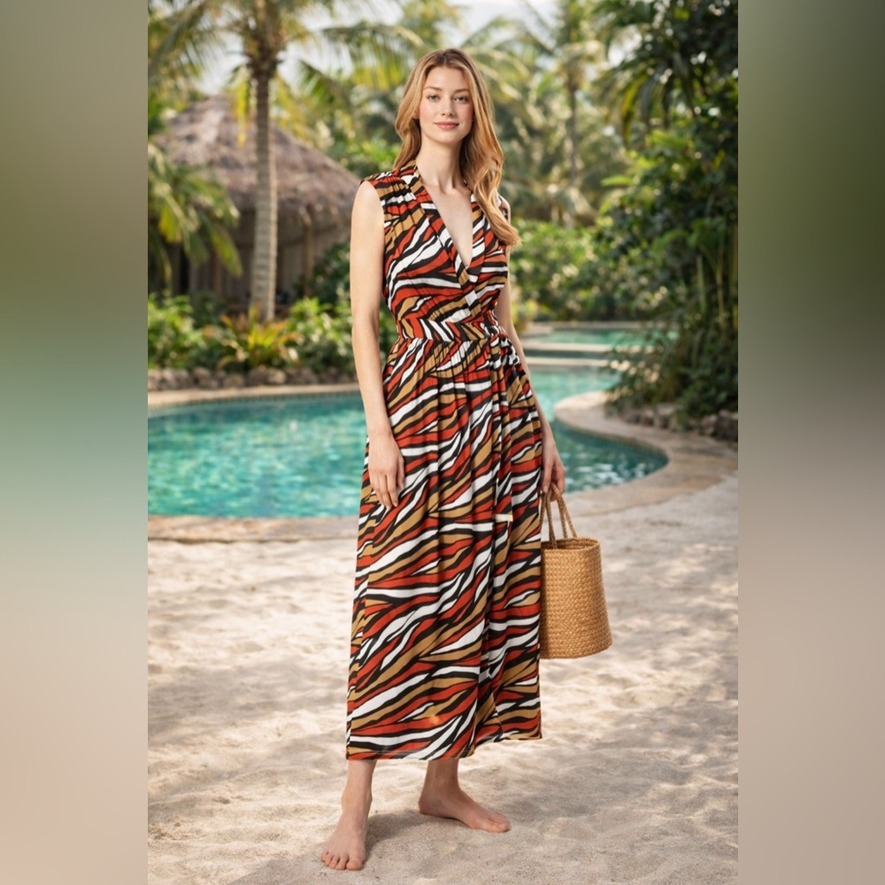 Michael Michael Kors Tiger Wrap Cover-Up Dress, NWT, Size Medium